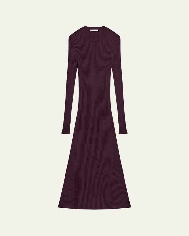 Open-Back Ribbed Wool Dress